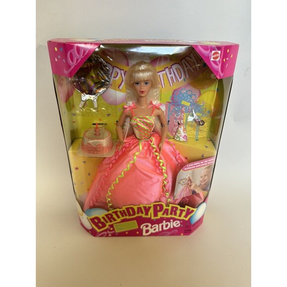 1998 Birthday Party Barbie Doll Blow up Balloons Birthday Cake Blonde New 22905 - Picture 5 of 6